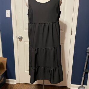 Black Tiered Ruffled Midi Sundress